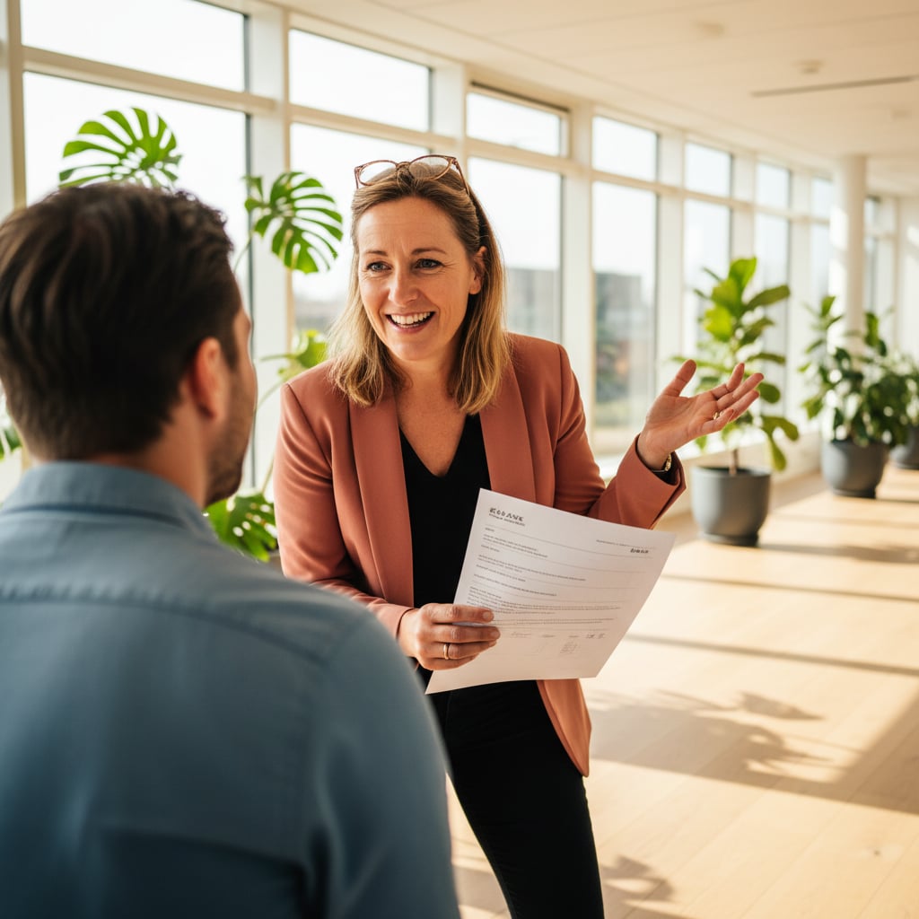 Accountant bespreekt dossier met een klant